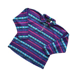 Vintage 90s Ivy Oxford Aztec Pattern Fleece Quarter Zip